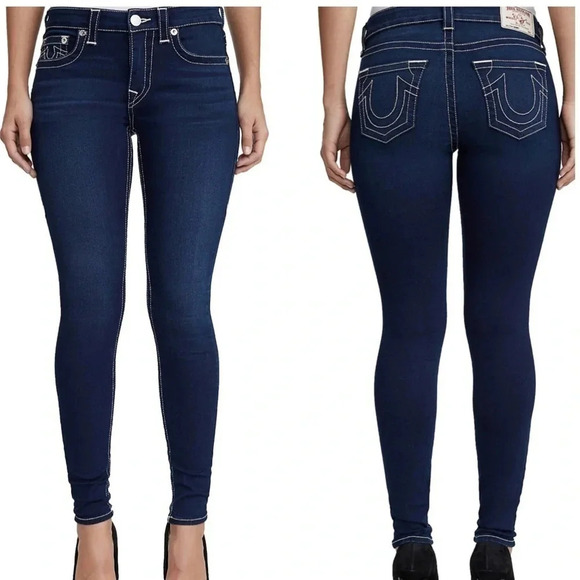 True Religion Dark Wash Curvy Contour Skinny Jeans Size 26 - Picture 1 of 15